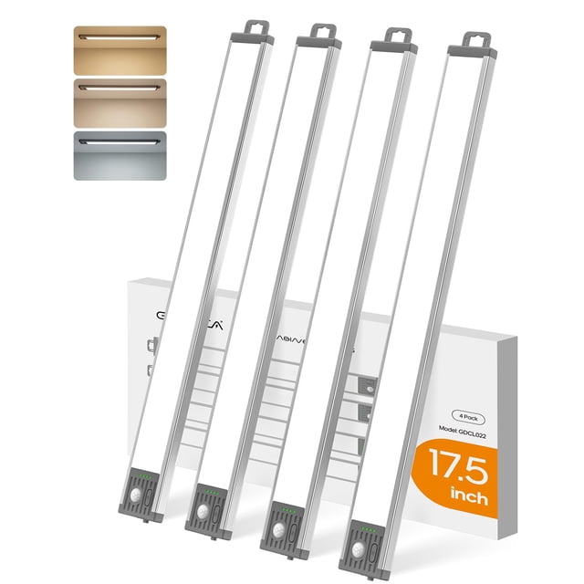 Goodea 17.5Inch Under Cabinet Lighting, 4500mAh Rechargeable Battery Motion Sensor Light Indoor, Wireless Under Cabinet Lights for Kitchen,
