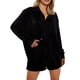 thumbnail image 3 of SAYOO , conjunto de ropa informal de 2 uds para mujer, camisas de manga larga fruncidas de color sólido con botones y pantalones cortos, traje SAYOO casual, 3 of 7
