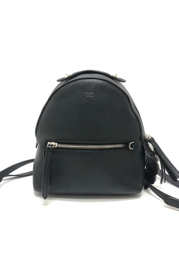Pre-Owned FENDI 8BZ036 By the Way Bejeweled Backpack, Leather, Women's, Black (Good)