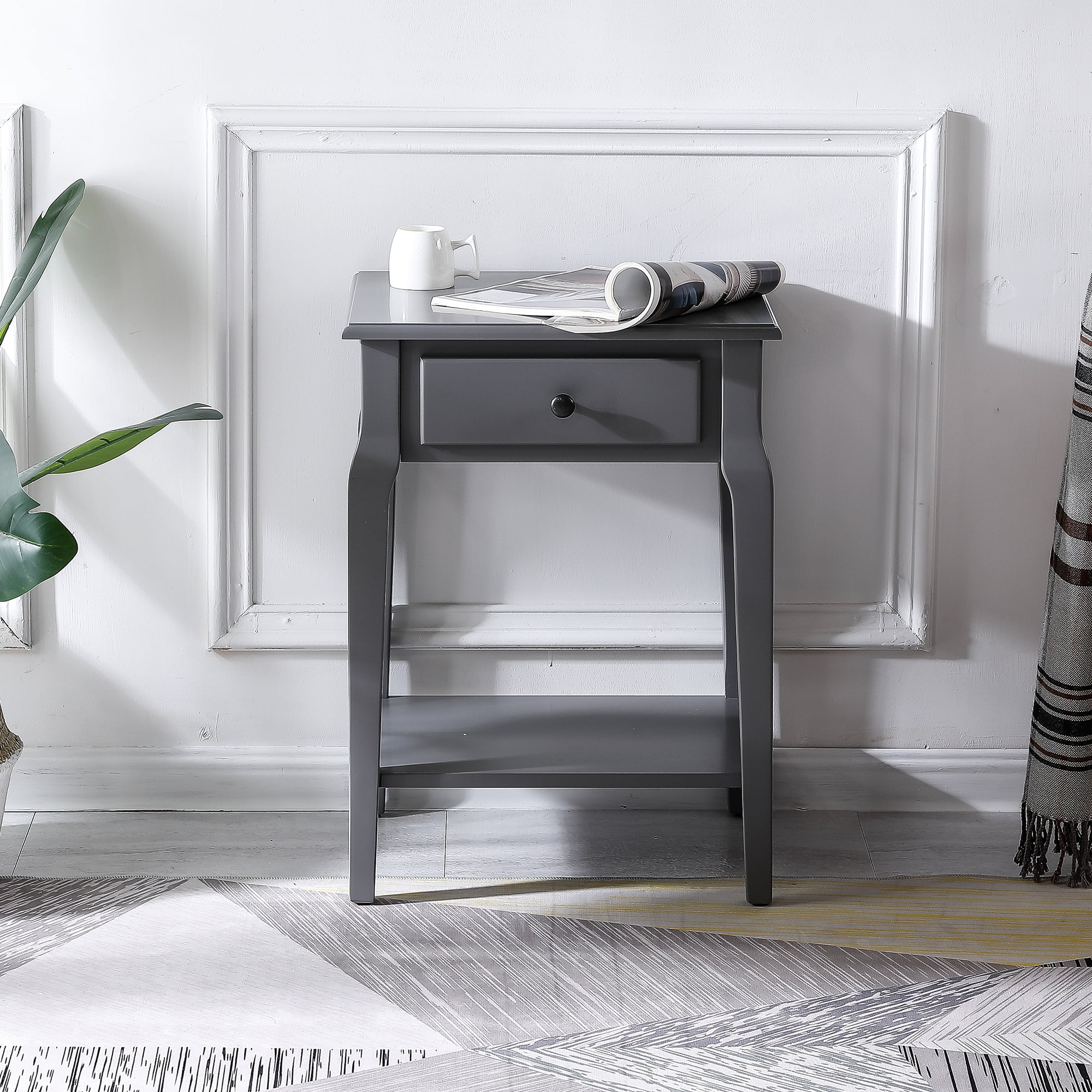Gray Single Drawer End Table
