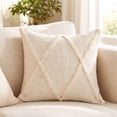 thumbnail image 2 of Woven Paths Sara 20" x 20" Natural Shag Diamond Cotton Adult Decorative Throw Pillow, 2 of 10