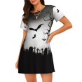 thumbnail image 4 of Salouo Happy Halloween 1 Print Short Sleeve Sleepshirt for Womens Comfy Nightgown Scoopneck Cute Nightdress Ruffle -Large, 4 of 7