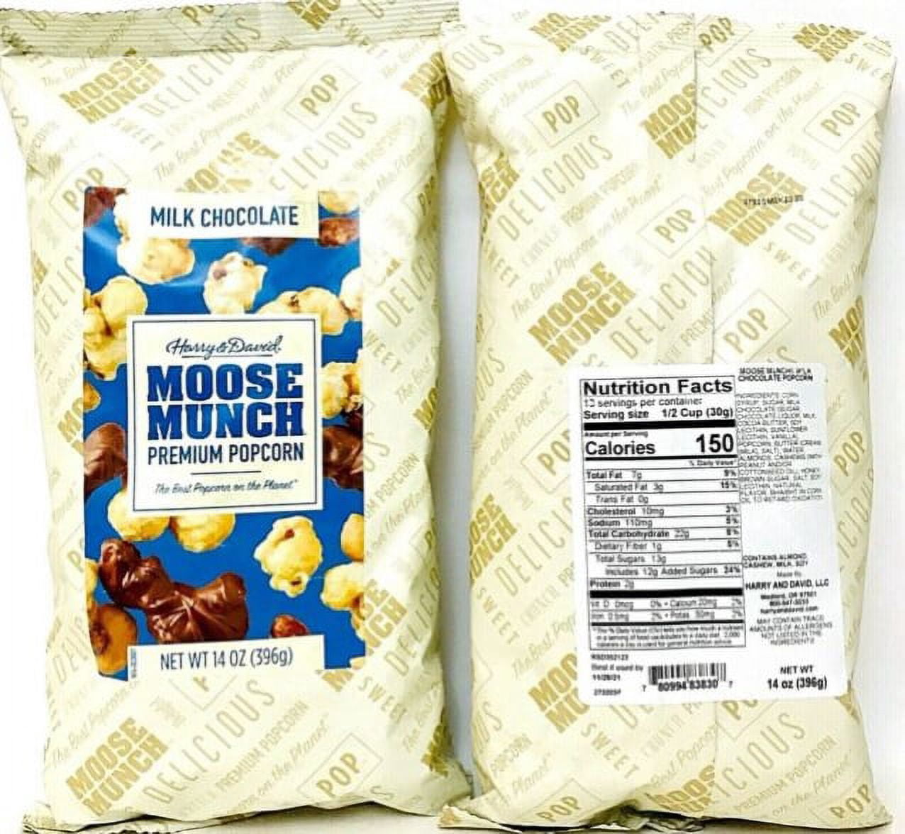 Harry and David Milk Chocolate Moose Munch Premium Popcorn 14 Ounce Bag (Pack of 2)