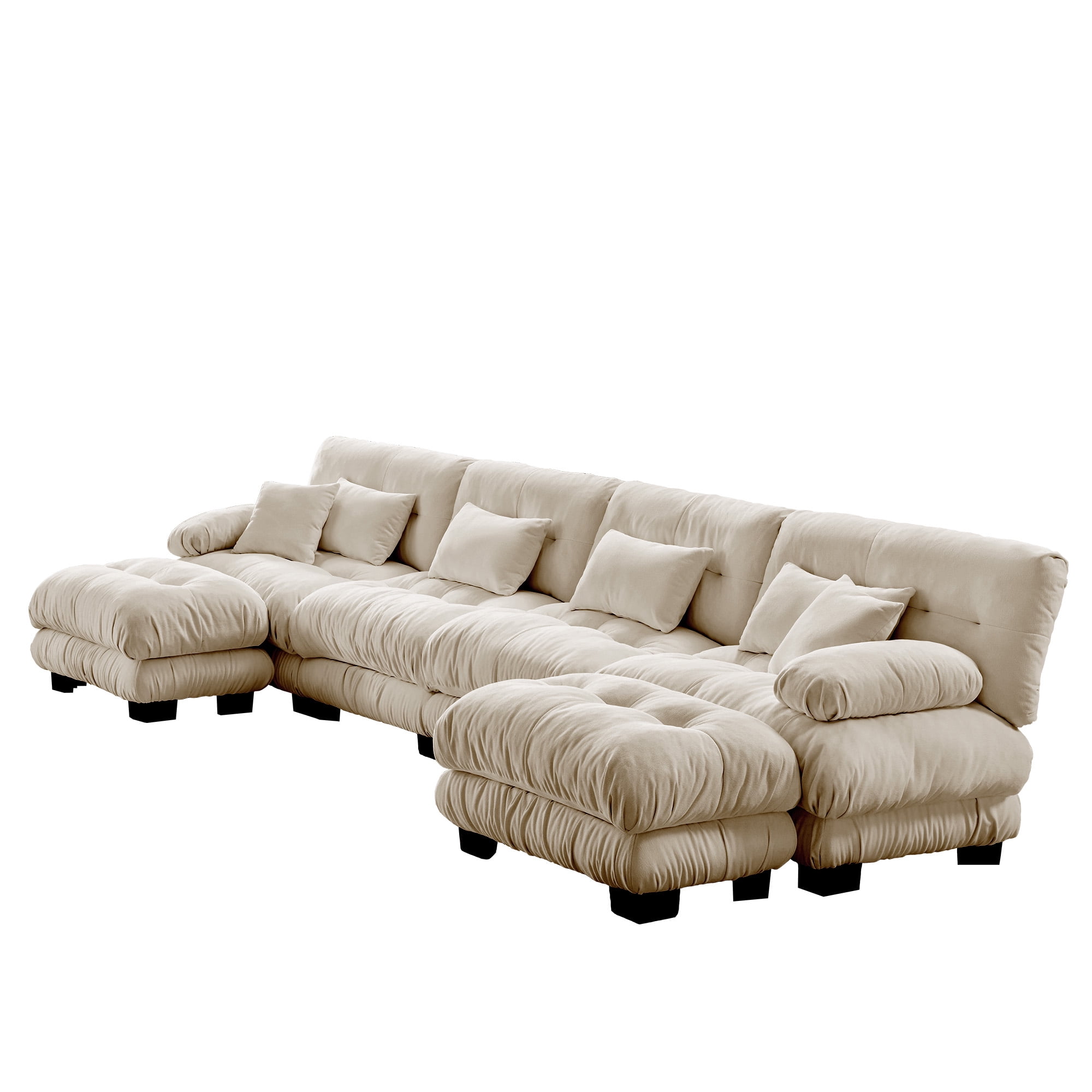 Gewnee White Chenille Cloud Couch 2 Seater Sofa for Living Room, Chenille 2 - Seat sofa with 2 Lumbar pillows and 2 throw pillows,