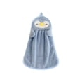 thumbnail image 1 of Blue Hand Towel Little Duck And Penguin Design Thickened Highly Absorbent Lint Free With Hanging Loop 37X25Cm 14.6X9.8In, 1 of 7