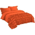 thumbnail image 4 of DNG Creations 5 Piece Vintage Ruffle Duvet Cover 100% Egyptian Cotton, 800 Threads Count - With Zipper & Corner Ties ( Oversized King - Solid Orange ), 4 of 7