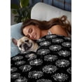 thumbnail image 3 of Black White Dandelion California King Size Flat Sheet, Wrinkleproof & Fadeproof Cooling Flat Bed Sheet Only, Farmhouse Botanical Blossom Breathable Soft Bedding Top Sheets 108 x 98 Inches, 3 of 8
