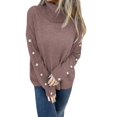 thumbnail image 2 of Women'S Oversized High Neck Chunky Pullover Cowl Neck Long Sleeve Winter Slouchy Loose Knit Sweaters Dark Brown XL, 2 of 8