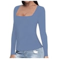 thumbnail image 2 of Women's T-Shirts Stylish Solid Color Casual Fashion Sexy Square T Shirt for Everyday Wear and, 2 of 6