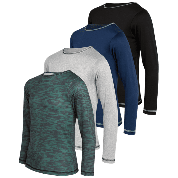 Black Bear Boys’ Athletic Long Sleeve T-Shirt – 4 Pack Performance Dry ...