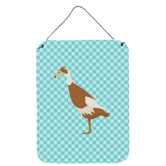 Caroline's Treasures BB8039DS1216 Indian Runner Duck Blue Check Wall or Door Hanging Prints, 12x16, multicolor