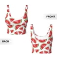 thumbnail image 5 of Xecao Hand Drawn Watermelon for Sports Bra with Removable Pads, Crop Tank Top Design, Women's Longline Sports Bra - Non-Wired - Medium, 5 of 9