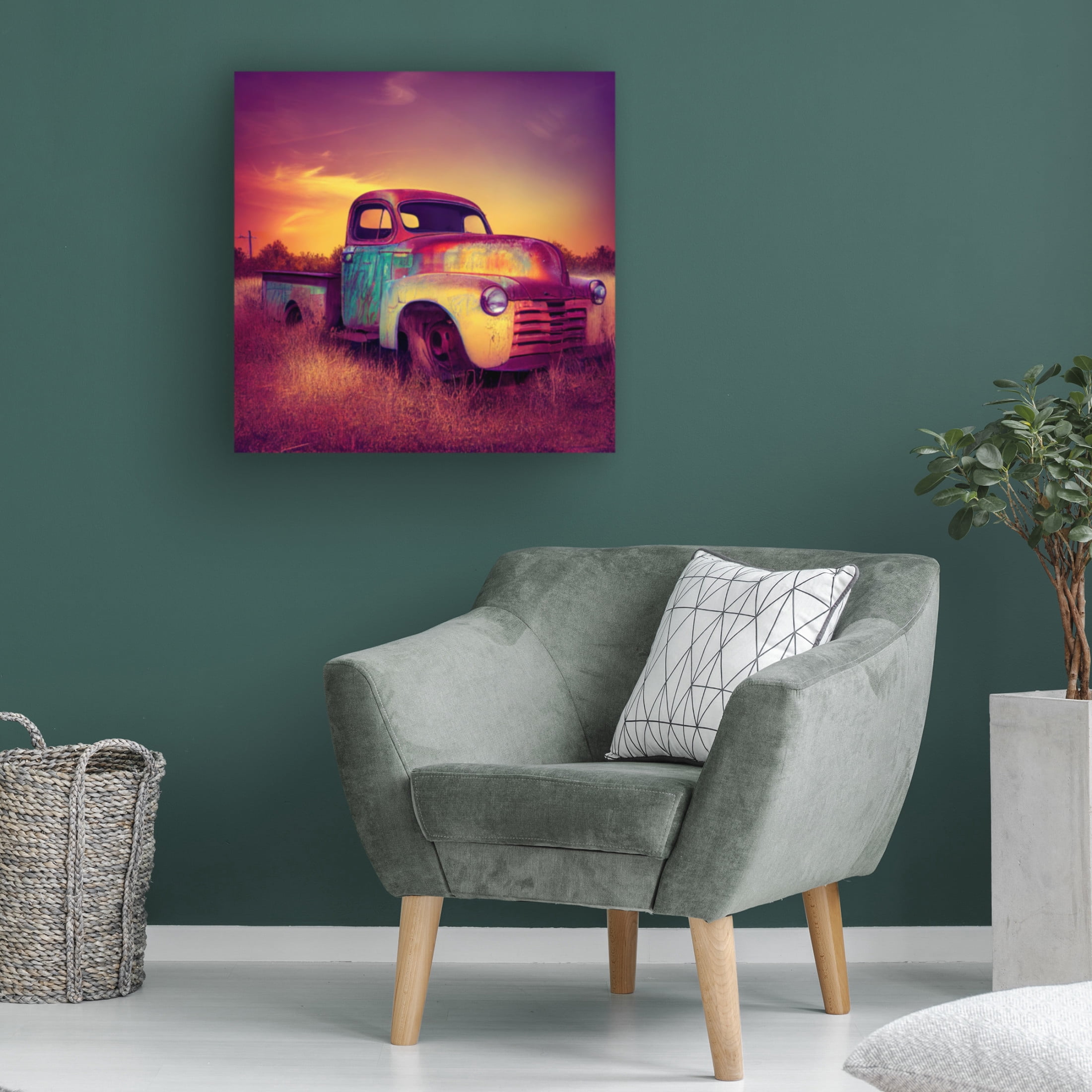 Canvas Wall Art - Ray Heere 'Route 66 5' Wall Art for Living Room, Bedroom, or Office Décor by Trademark Fine Art - 14 x 14 Inches