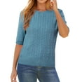 thumbnail image 3 of Arach&Cloz Women's Wool Blend Old Money Cable Knit Elbow Sleeve Sweaters 2025, 3 of 7