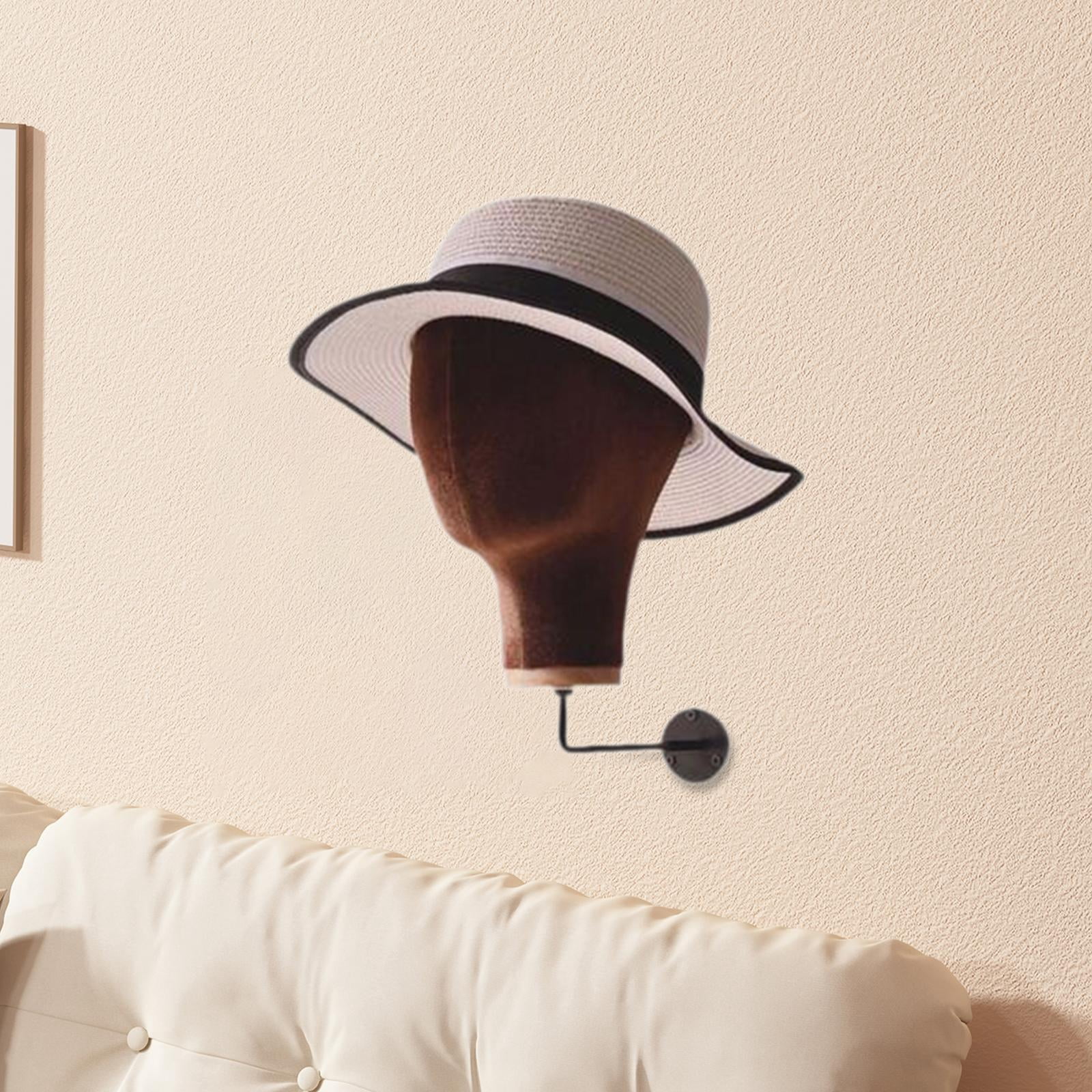 Serenable Mannequin Head, Wall Mount Wig Stand Sturdy Wall Hat Rack, Fashion Lightweight Manikin Head Wig Holder for Home Shopping Mall Brown