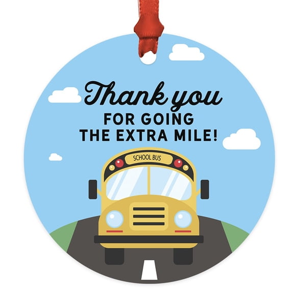 Metal School Bus Driver Ornament Thank You for Going the Extra Mile Holiday Appreciation Keepsake