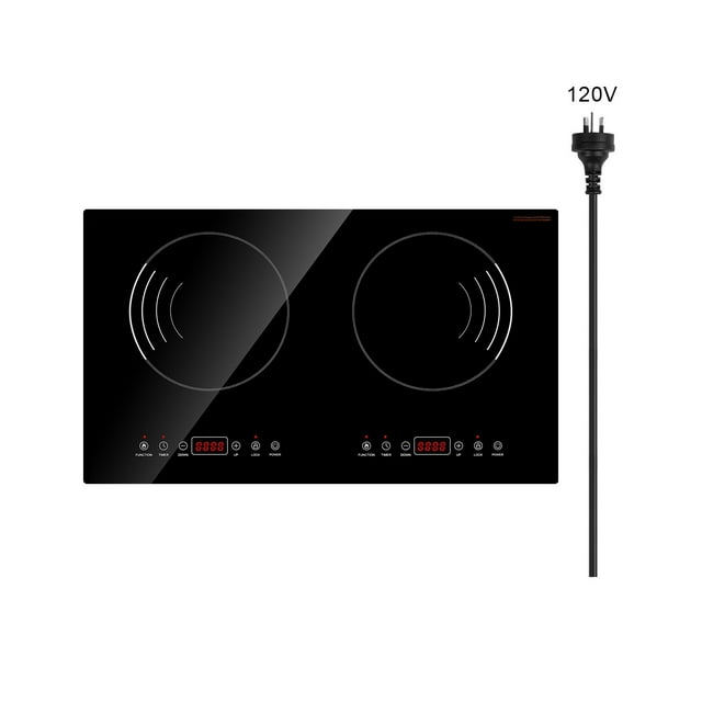 KFFKFF Induction Cooktop, 1800W Electric Countertop Burner, 2 Burner Touch Control Stove, Built-in Induction Cooktop