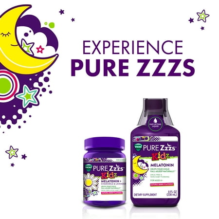 Vicks ZzzQuil Pure Zzzs Sleep Aid Kids Melatonin Gummies, Melatonin 1mg for Children, 30 Count