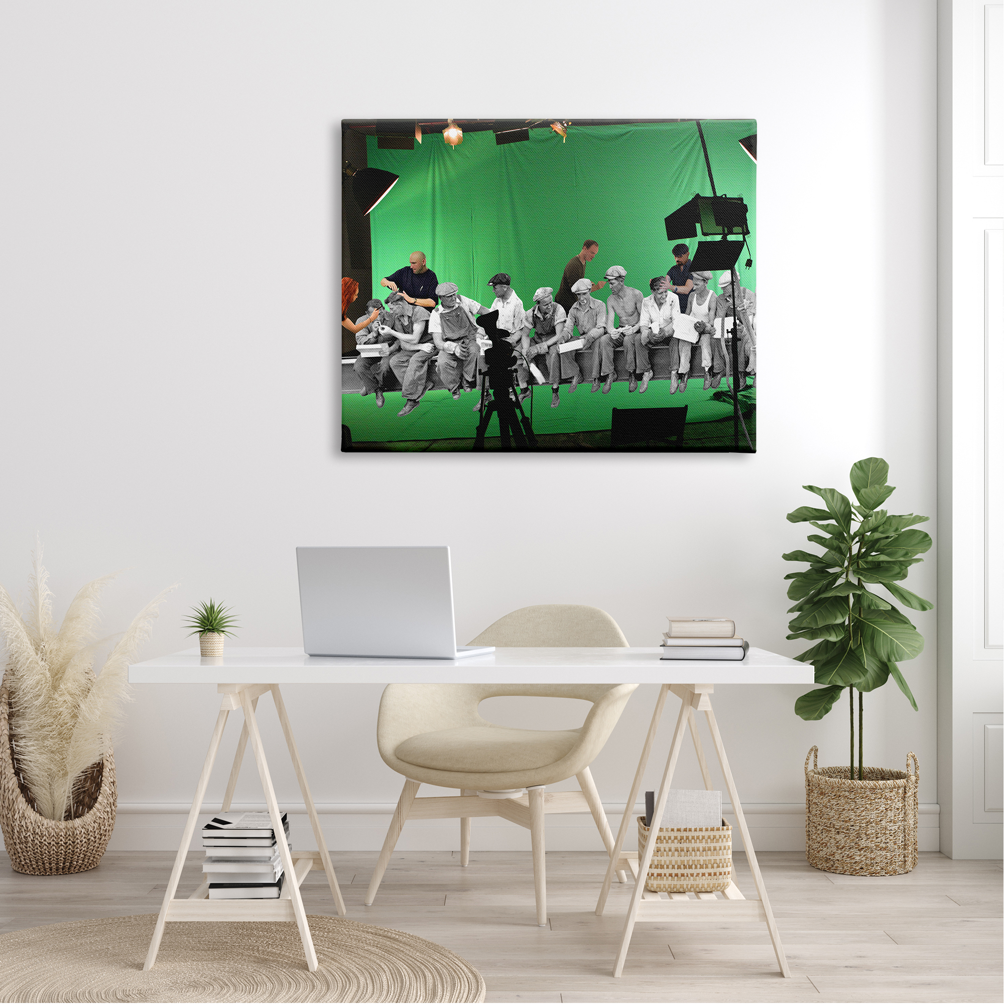 Stupell Green Movie Set Vintage Monochrome People Collage Canvas Wall Art, 48 x 36, Design by Barry Kite