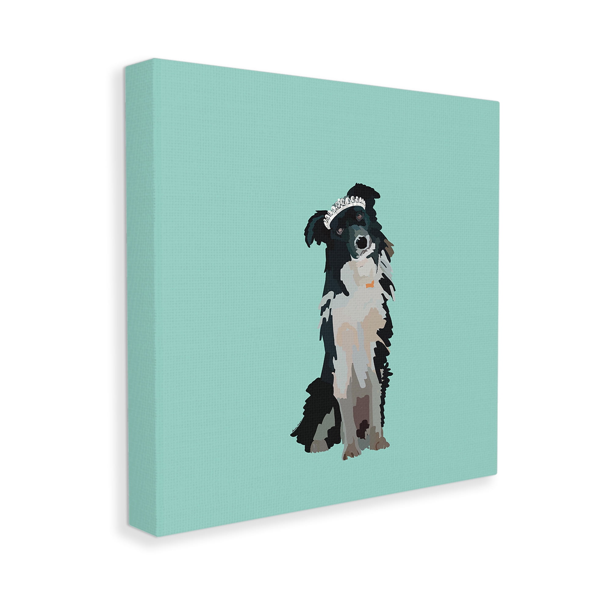 Stupell Industries Collie Dog with Crown Animals & Insects Painting Gallery Wrapped Canvas Art Print Wall Art, 17 x 17