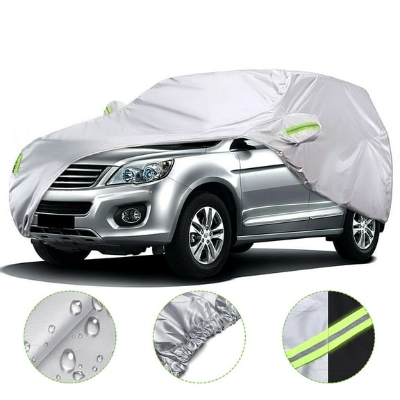 190T Car Cover SUV Protection Cover Waterproof All Weather Weatherproof UV Sun Protection Snow Dust Storm Resistant Outdoor Car Cover (XXL 208.66''x78.74''x74.8'')