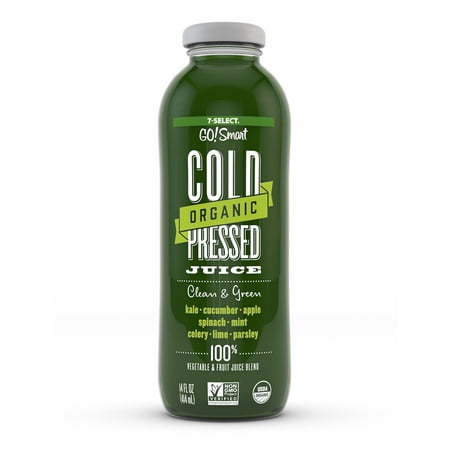 7-Select Organic Cold Pressed Juice - Clean & Green (14 Oz, 6-Pack) 14 Ounce (Pack of