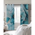 thumbnail image 4 of Teal Floral Marble Blackout Curtains for Bedroom Living Room Darkening Curtains 84 Inch Length 2 Panels Set Modern Abstract Impressionist Art Window Curtain Window Treatment Grommet Drapes 42"x84", 4 of 9