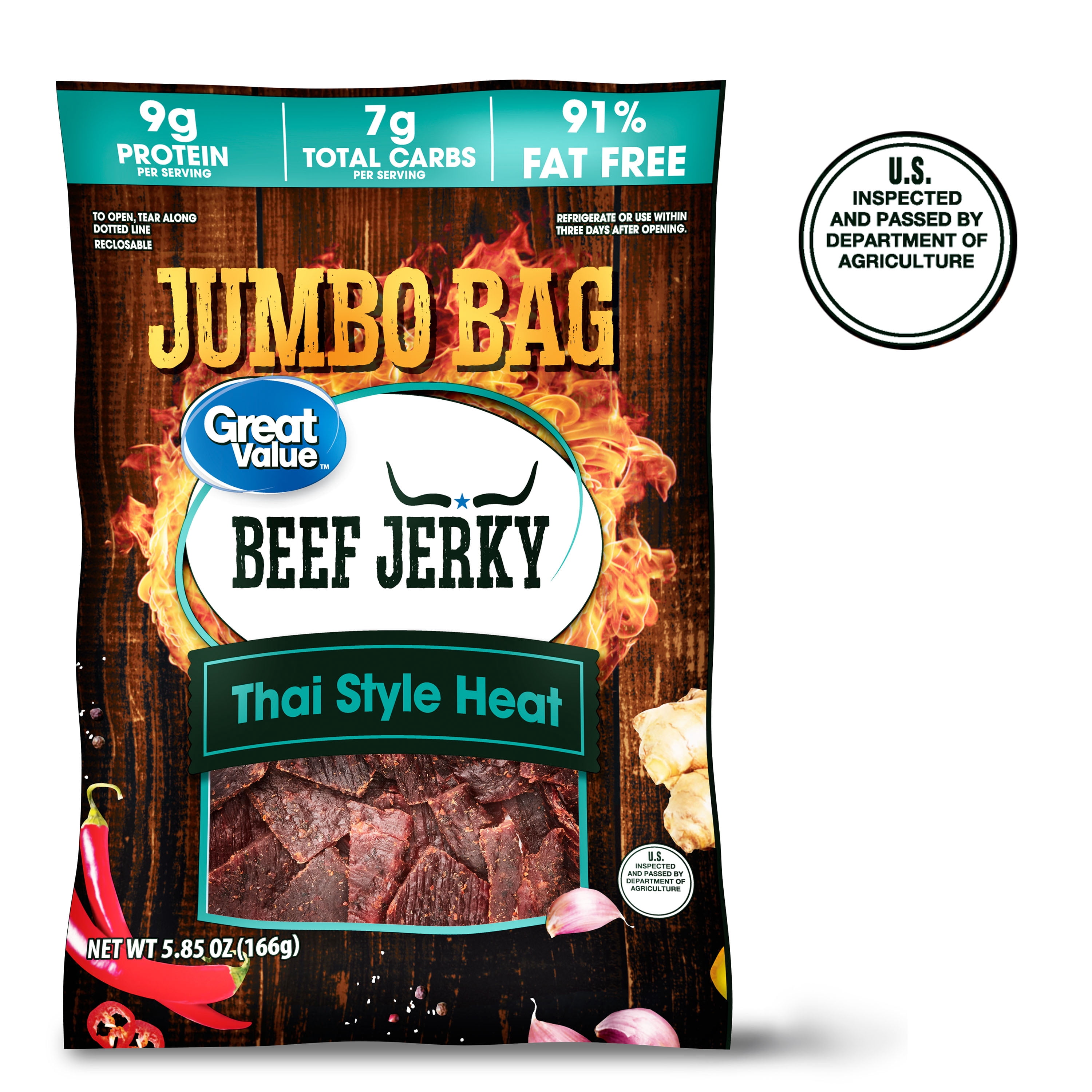 Great Value Beef Jerky, Thai-Style Heat, 5.85 oz