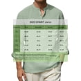 thumbnail image 3 of Men's Cotton Linen Henley Shirt Roll Up Long Sleeve V Neck Top Lightweight Beach Hippie Shirt for Vacation Summer Festival Boho Style and Casual Layering Mint Green, 3 of 4