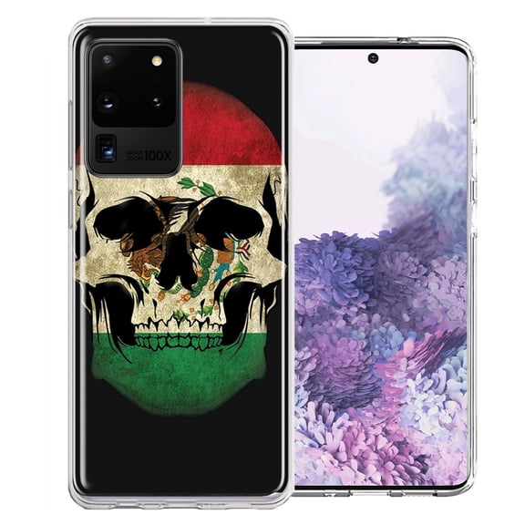 MUNDAZE For Samsung Galaxy S20 Ultra Mexico Flag Skull Design Double Layer Phone Case Cover