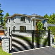 ALEKO Milan Style Dual Swing Galvanized Steel Driveway Gate 16 feet Black