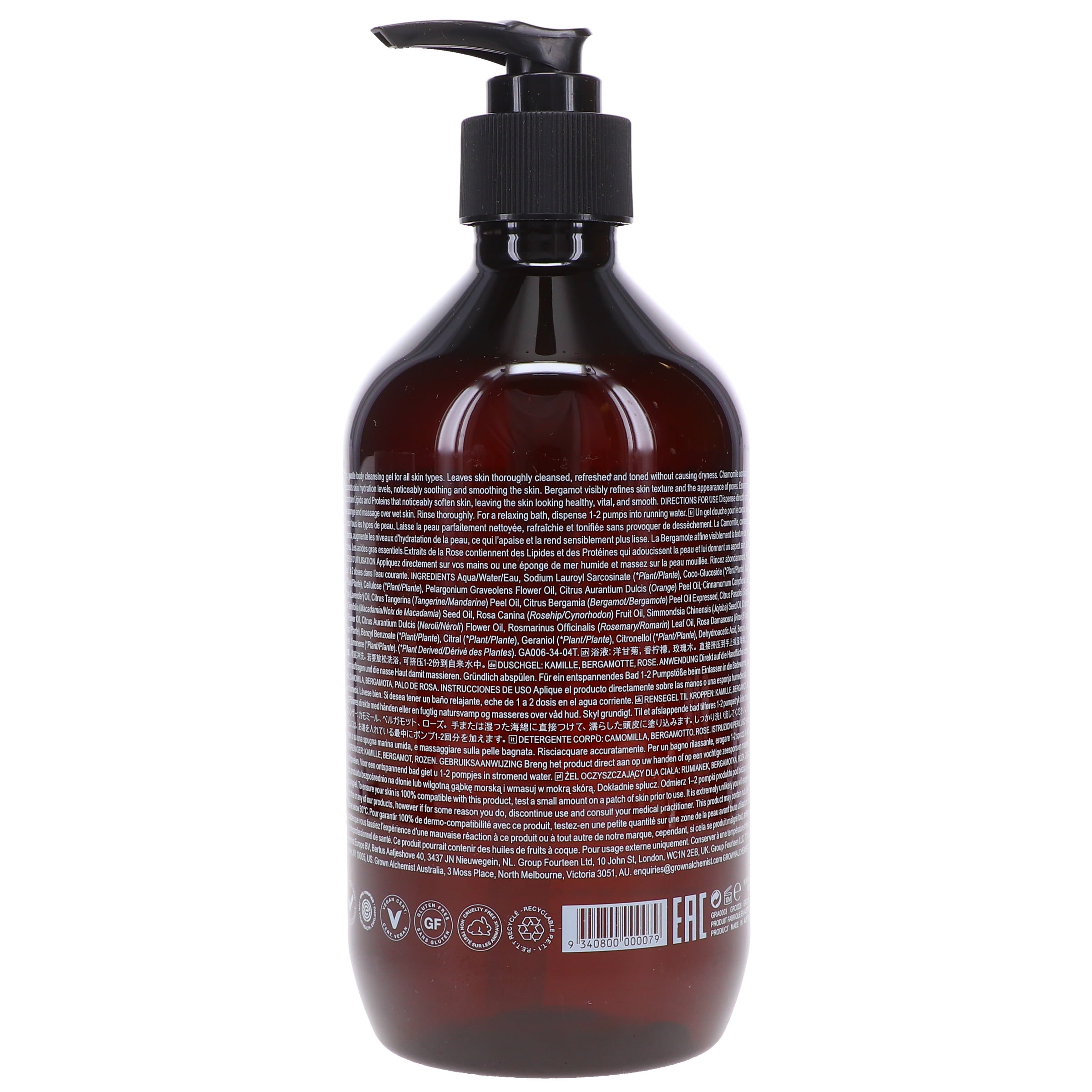 Grown Alchemist Body Cleanser Chamomile Bergamot Rose 16.9 oz
