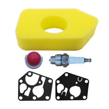 698369 Air Filter for B&S 3.5-4.5 Hp Classic Sprint Quattro Engine with Primer Bulb 495770 795083 Spark Plug 694394 494408 Gasket Diaphragm Lawn Mower tune-up kit