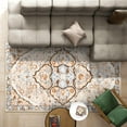 thumbnail image 2 of MeyJey 6'x9' Boho Area Rug for Living Room, Non-Slip Machine Washable Vintage Oriental Distressed Floor Carpet for Bedroom Dining Kitchen Nursery, Cream/Orange, 2 of 13