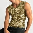 thumbnail image 4 of Landzoo Vest For Men Sequins Sleeveless V-Neck Undershirt Summer Cozy Soft Men Tank Tops Size L Gold, 4 of 6