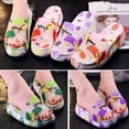 thumbnail image 4 of CAROOTU Thick Sole Slippers High Platform Shoes PVC Flip Flop Bright Color Leaves Design Anti-Slip for, 4 of 5