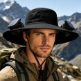 thumbnail image 2 of Solar Fan Hat, UPF 50+ Wide Brim Sun Hat with 2 Fans, Solar & USB Rechargeable, 3 Speeds for Fishing/Camping/Hiking/Gardening, 2 of 5
