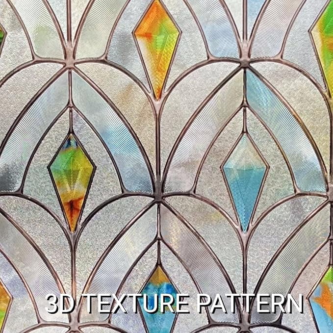Fancy-Fix Stained Window Film, Decorative Window Film for Home, Privacy , Sun Blocking Heat Control,Static Cling, Malachite 23.6 x 35.4inch