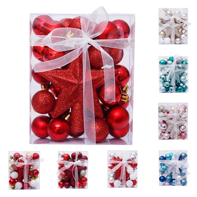 Bearachild 1 Uds adornos navideños estrella de cinco puntas árbol de Navidad Top 2022 Año Nuevo 29 Uds árbol de Navidad bola colgante decoración regalo Kits de decoración para fiestas No.02 Bearachild HA008672-02B