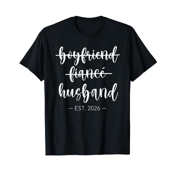 Boyfriend Fiance Husband 2026 Just Married Wedding Honeymoon T-Shirt