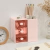 Organizador de escritorio con cajón, multiusos para lápices, organizador de material escolar, ideal para guardar artículos de oficina en casa o para la escuela.