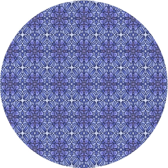 Ahgly Company Indoor Round Patterned Denim Blue Area Rugs, 8' Round
