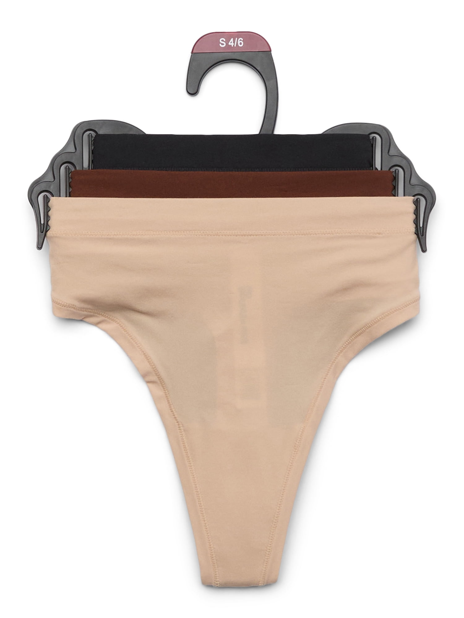 No Boundaries Fit Stretch Thong Panties, 3-Pack, Women's XS-XXXL