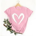 thumbnail image 5 of Pisexur Hauts pour Femmes T-Shirt Graphique de la Saint-Valentin - Col Rond Manches Courtes Imprimé Rose,G, 5 of 5
