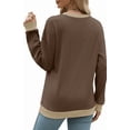 thumbnail image 2 of SOMER Long Sleeve Shirts for Women, Trendy Crew Neck Sweatshirt for Women, Cotton Cute Basic Tees for Women, Color Block Casual Womens Fall Tops Soft Comfy, 2 of 7