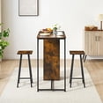 thumbnail image 6 of Small Bar Table and Chairs Set for 2, 3-Piece Bar Table Set with Storage Drawer & Shelf, Space Saving Table for Small Apartment, Living Room, Kitchen, Dining Room, 6 of 7