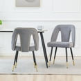 thumbnail image 3 of Velvet Modern Dining Chairs Set of 2, Upholstered Upholstered Side Chairs with Nailheads and Black Metal Legs for Kitchen Dining Room Gray, 3 of 7