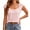 Pink, variant on Summer Cap Sleeve Women Solid Color Scoop Neckline Casual T-shirt Simple Tops