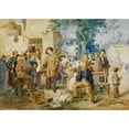 thumbnail image 2 of Domenico Induno 24x18 Black Ornate Framed Double Matted Museum Art Print Titled: The Bulletin of Villafranca (1859), 2 of 5