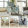 thumbnail image 4 of Wingback Armchairs Set of 2 Accent Chairs Floral Upholstered Sofa Wood Legs Lounge Seat Removable Cushion Home Living Room, 4 of 6